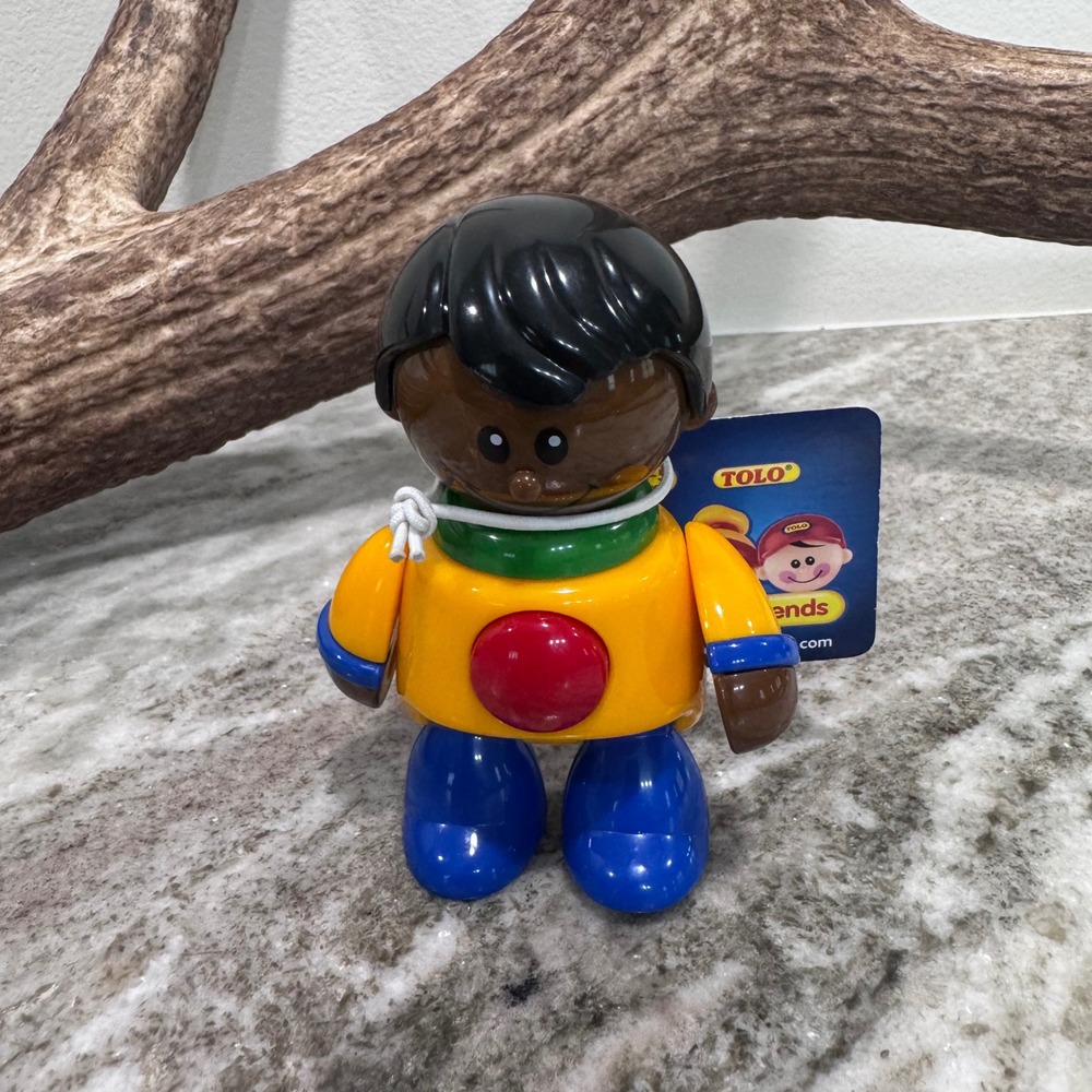 Tolo First Friends African American Man Toy Figure 87456 Yellow Blue Clicking